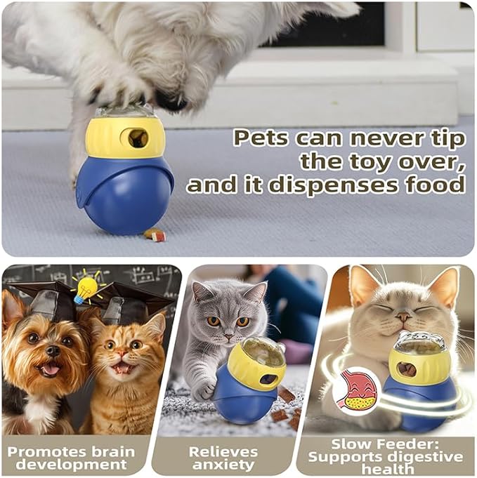 sortizligo Owl-Shaped Pet Treat Food Dispenser, Adjustable Puzzle Slow Feeder, Interactive Chase Treat Ball for Cat & Dog Enrichment and Indoor Play