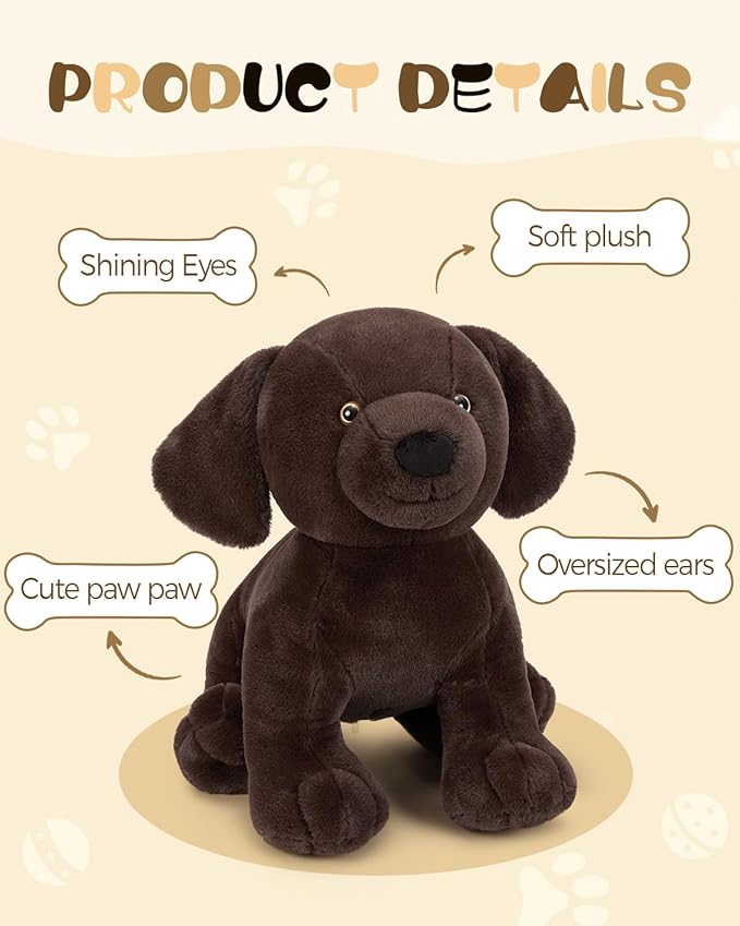 MaoGoLan 24" Giant Chocolate Lab Stuffed Animal, Adorable and Cuddly Large Labrador Dog Plush,Stuffed Puppy Throw Pillow for Puppy Lover,Kids,Adults
