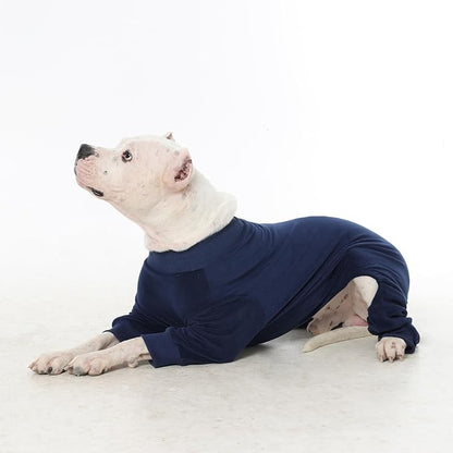 Dog Pajamas Winter Fleece Sweaters Warm Onesie for Large Dogs Pjs Boy Soft Cozy Cold Weather Pet Jumpsuit for Sensitive Skin Warm Sleep Jammies, Blue XXL