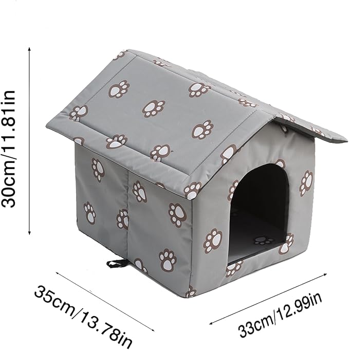 VARMTOR Outdoor Cat House, Cat Houses for Outdoor Cats, Weatherproof Warm and Insulated Cat House with Transparent Curtain Pet House, Stray Cats Shelter
