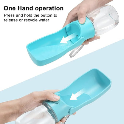 Portable Dog Water Bottle for Walking – 19oz / 12oz Foldable Pet Water Dispenser for Puppies, Medium & Large Dogs – Leak Proof Travel Water Bowl for Small Animals Dog Accessories(12OZ Blue)