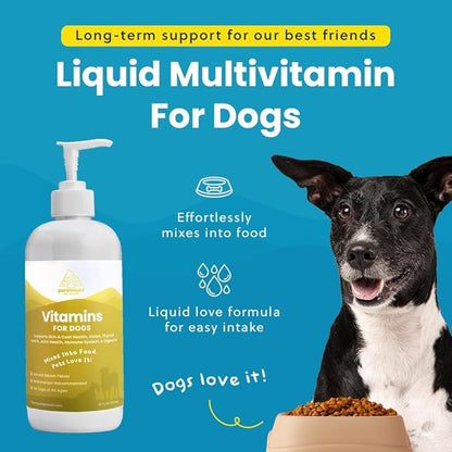 Paramount Pet Health Liquid Multivitamin for Dogs with Probiotics, 8 in 1 Vitamins for Immune Support, Energy & Digestion, High Absorption Liquid Dog Supplement, Made in USA, 16 oz