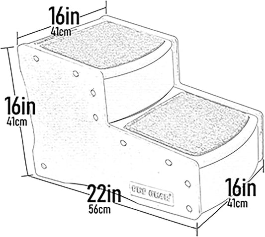 Pet Gear Easy Step II Pet Stairs, 2 Step for Cats/Dogs up to 150 Pounds, Portable, Removable Washable Carpet Tread, No Tools Required, Camel
