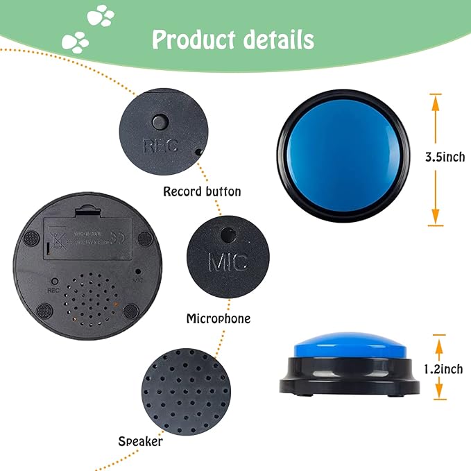 FINEST+ Voice Recording Button for Communication Pet Training Buzzer,30 Second Record&Playback Dog Toy,Voice Recording Clicker for Cat,Puppy,Pet Trainin,Funny Gift for Study Office Home 8Pcs