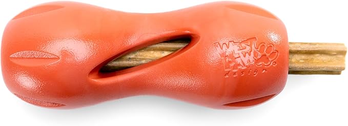 West Paw Qwizl Treat Dispensing Dog Toy for Tough Chewers- Durable Long Lasting Chew and Fetch Toy Keeps Dogs Engaged- Dishwasher Safe Safe Materials Made in USA - Cardinal Red, Large