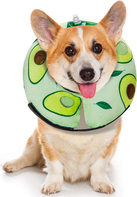 MIDOG Inflatable Dog Cone Alternative for After Surgery - Soft Protective Donut Collar Prevents Licking, Comfortable Recovery E-Collar Alternative for Small Medium Large Dogs (Avocado,S)