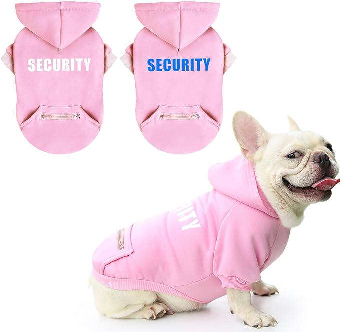 Dog Hoodie Security Glow-in-The-Dark Dog Sweater Sweatshirt Hooded Soft Brushed Fleece Winter Clothes with Dual Pocket Zip Puppy Hoodies for Small Medium Large Dogs Pink XS