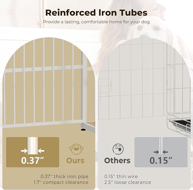 Lyromix 48'' XXL Dog Crate Furniture with 3 Doors,Wooden Crate End Table Heavy Duty Indoor Combination Cage for Medium to Large Dogs, Multiple Units Can be Combined, Natural Beech