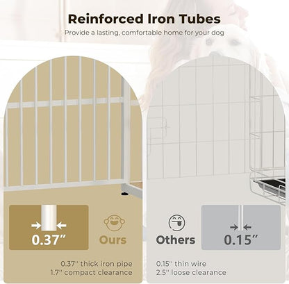 Lyromix 48'' XXL Dog Crate Furniture with 3 Doors,Wooden Crate End Table Heavy Duty Indoor Combination Cage for Medium to Large Dogs, Multiple Units Can be Combined, Natural Beech