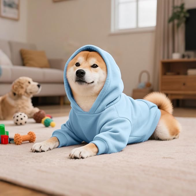 Idepet Pet Dog Hoodies Dog Clothes for Small Dogs Vest Chihuahua Clothes Warm Coat Jacket Autumn Puppy Outfits Cats Dogs Clothing(S,Light Blue)