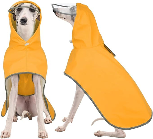 FUAMEY Large Dog Raincoat | Belly Guard, Harness Hole, Fits Morning Hikes, Waterproof, Reflective Straps, Beagle