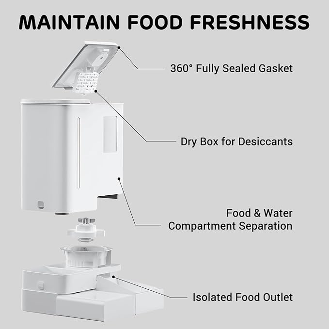 iPettie FW54 5G/2.4GHz WiFi Automatic Feeder and Waterer 2-in-1 Set for Pets, 300 oz Large Capacity for 2 Weeks, Perfect for Working Parents