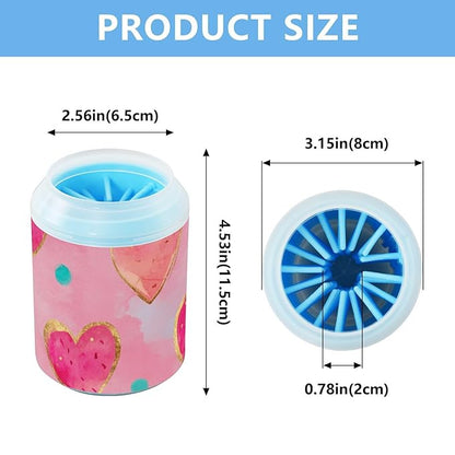 Dog Paw Cleaner Mudbuster Dog Foot Washer for Small Medium Large Dogs Cats Premium Pet Supplies Valentines Hearts Dots Pink