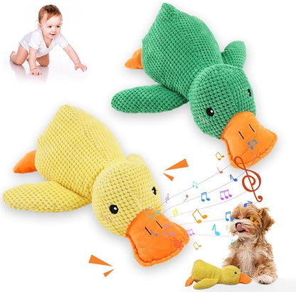 2025 New Calming Duck for Dogs, Quack-Quack Duck Dog Toy with Soft Squeaker, Durable Yellow Stuffed Dog Toy, Indoor Puppy Chewers (2PC B)
