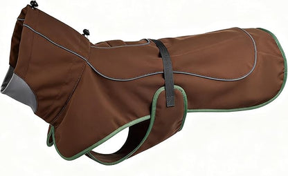 Softshell Dog Coat for Winter Walks and Hiking, Windproof and Water-Repellent Jacket with Harness Opening and Reflective Strips, Ideal Stocking Stuffer for Active Dogs (Brown, Medium)