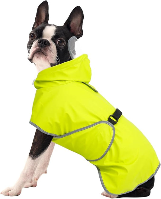 FUAMEY Reflective Dog Raincoats for Medium | Adjustable Belly Strap, Clear Hood, Waterproof, Snow Day, Schnauzer