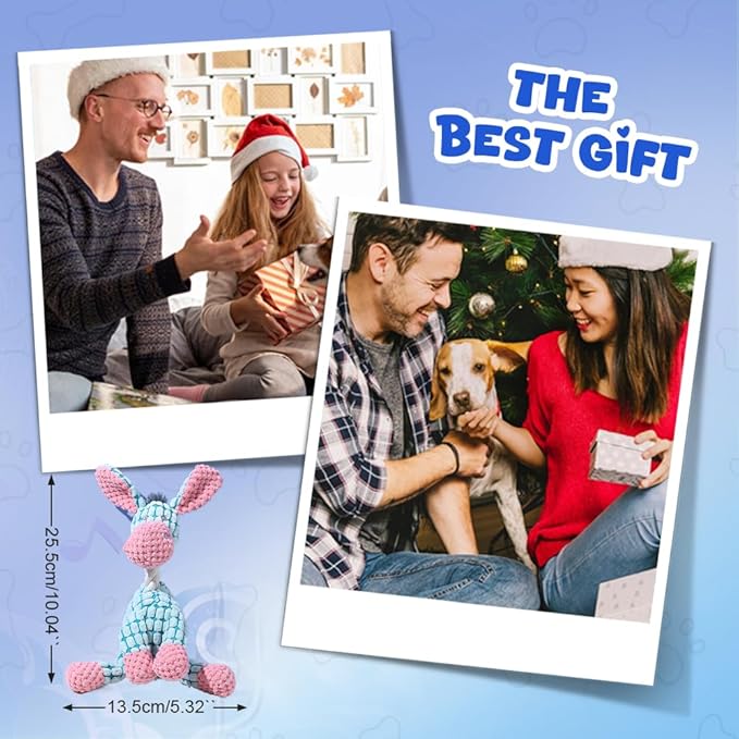 2026 New Dog Toys,Indestructible Plush Dogs Toy for Aggressive Chewers,Squeaky Durable Chew Toy for Indoor Pups Teething, Stuffed Toys for Small Medium Large Dogs (Green+Donkey)