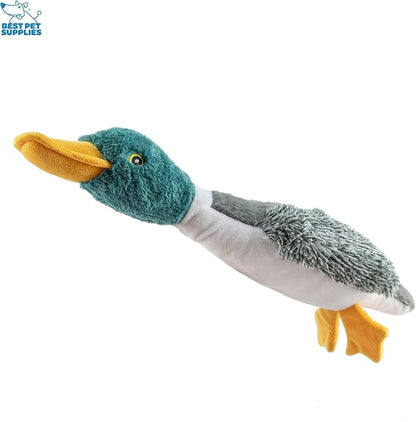 Best Pet Supplies Interactive Squeaky Dog Chew Toy, Ideal Dog Toys for Chewers, Small, Medium & Large Dogs, and Fetch Lovers - Mallard Duck (Gray, Gray, Brown), Small