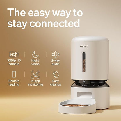 PETLIBRO Automatic Cat Feeder with Camera, 1080P HD Video with Night Vision, 5G WiFi Pet Feeder with 2-Way Audio, Low Food & Blockage Sensor, Motion & Sound Alerts for Cat & Dog Single Tray