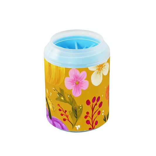 Dog Paw Cleaner Mudbuster Dog Foot Washer for Small Medium Large Dogs Cats Premium Pet Supplies Yellow Thanksgiving Pumpkin and Flowers