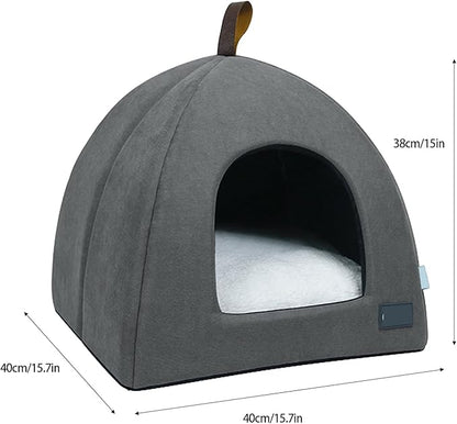 Zerone Pet Tent, Foldable Cat Bed Breathable Cat House Indoor Pet Tent Dog Bed with Mat (M)