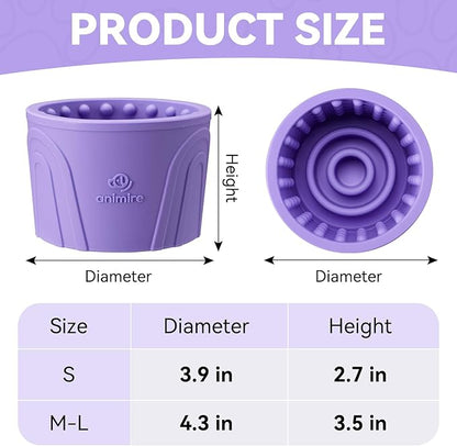 Dog Slow Feeder Lick Bowl, Anxiety Relief Dog Licking Mat Treat Dispenser, Non-Slip Anti-Choking Slow Eating Lick Bowl for Small Medium and Large Breed Dogs, BPA Free Silicone (Purple,M-L)