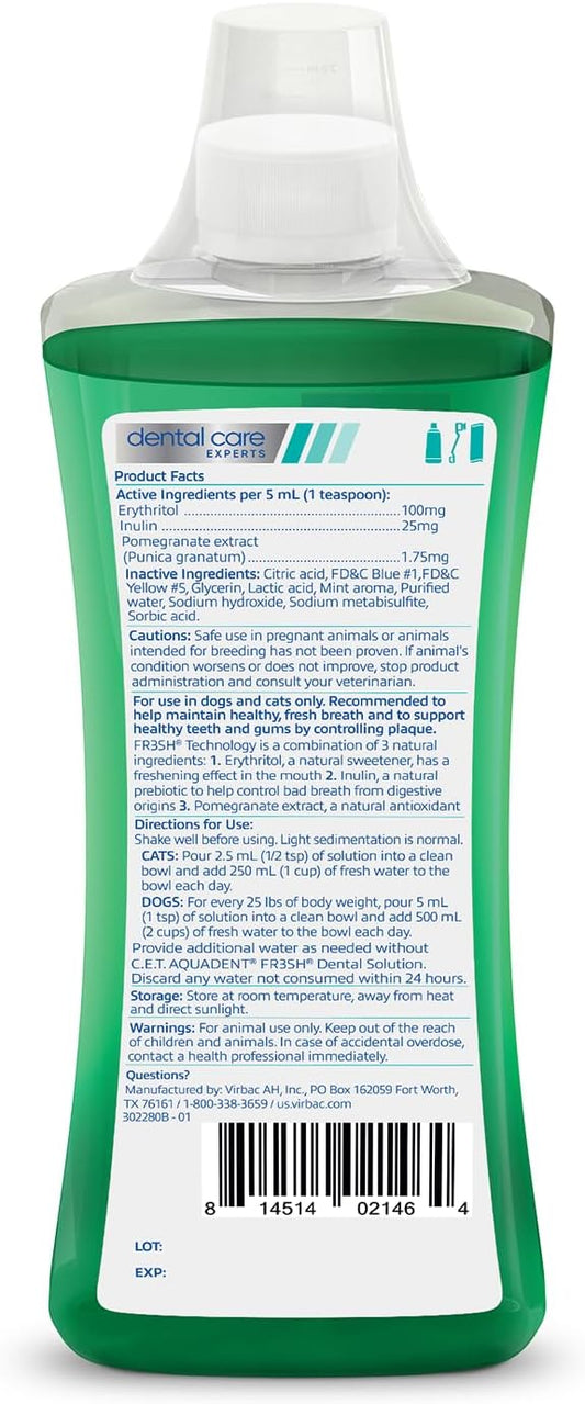 Virbac C.E.T. Aquadent Dental Solution for Dogs and Cats (250 ml)