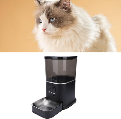 Sorandy Automatic Cat Feeder with Smart App Control, 6L Auto Timed Pet Feeder, Stainless Steel Dual Power Supply Mode Remote Feeding Capability Disassembled Washed for Cats Dogs
