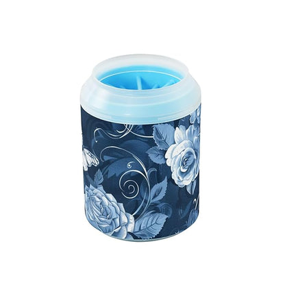 Dog Paw Cleaner Mudbuster Dog Foot Washer for Small Medium Large Dogs Cats Premium Pet Supplies Navy Blue Elegant Roses and Butterflies