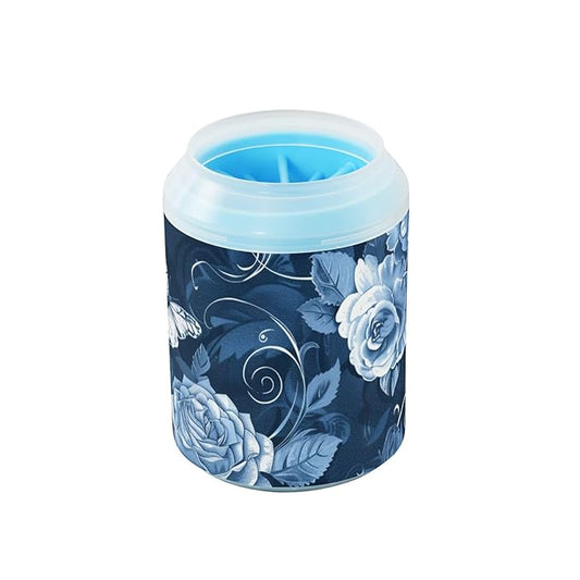 Dog Paw Cleaner Mudbuster Dog Foot Washer for Small Medium Large Dogs Cats Premium Pet Supplies Navy Blue Elegant Roses and Butterflies