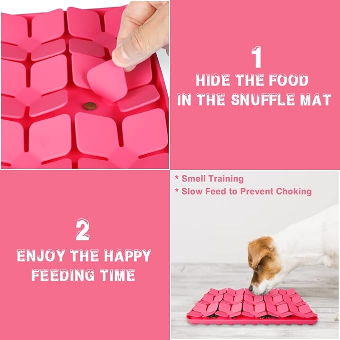 Snuffle Mat for Dogs 2 Pack,Silicone Interactive Dog Mat No Hurt for Dog's Nose for Smell Training and Slow Eating,Encourages Natural Foraging Skills and Stress Relief for Dog Mental Stimulation Toys
