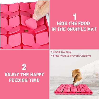 Snuffle Mat for Dogs 2 Pack,Silicone Interactive Dog Mat No Hurt for Dog's Nose for Smell Training and Slow Eating,Encourages Natural Foraging Skills and Stress Relief for Dog Mental Stimulation Toys