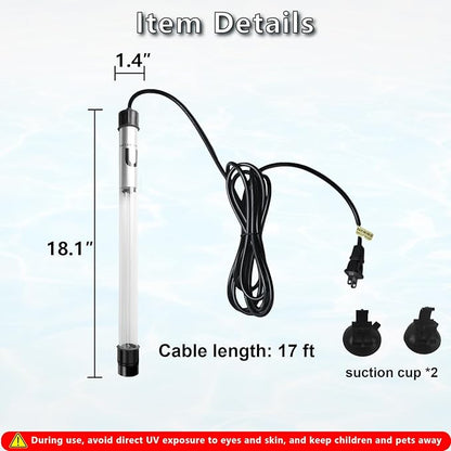 32W Pond UV Light for 200-2000 Gallon, Aquarium UV Light, UV Water Clarifier for Pond, Cold Plunge, Aquarium, Ice Bath, Hot Tub, Swimming Pool, Spa and Fish Tank Algea Control