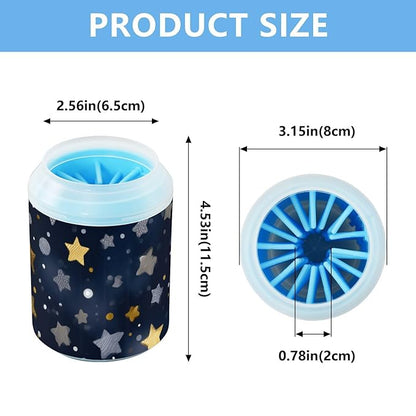 Dog Paw Cleaner Mudbuster Dog Foot Washer for Small Medium Large Dogs Cats Premium Pet Supplies Stars and Polka Dots Blue