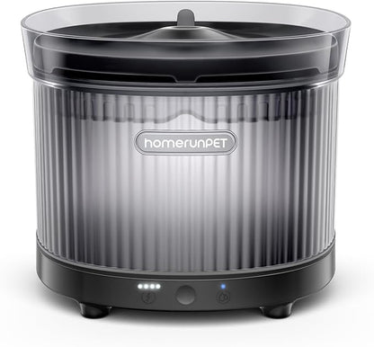 Homerunpet Cordless Cat Water Fountain, 7800mAh Battery, 30-Day Runtime, Easy-Clean Detachable Design, Transparent Tank, Motion Sensor, Black