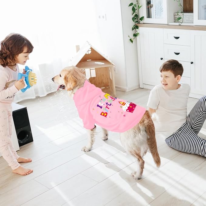 GreenJoy Dog Sweater Dog Hoodie Cold Weather Coat Hooded Sweatshirt for Puppies,Cats, Small Medium Large Dogs (Pink(It's My Birthday), XX-Large)