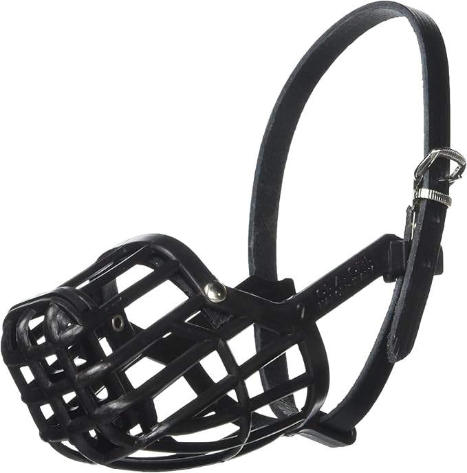 OmniPet Leather Brothers Italian Basket Dog Muzzle, Adjustable Secure Fit, Comfortable Design, Training and Safety, Averts Biting, Prevents Chewing and Scavenging, Perfect for Grooming - Black, Size 1