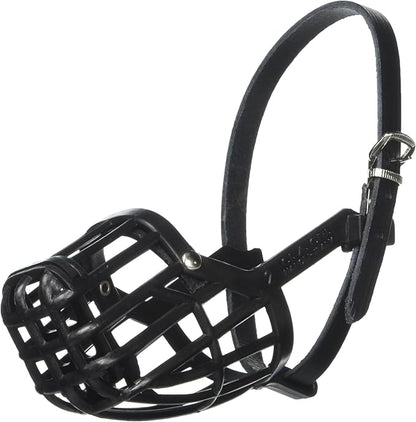 OmniPet Leather Brothers Italian Basket Dog Muzzle, Adjustable Secure Fit, Comfortable Design, Training and Safety, Averts Biting, Prevents Chewing and Scavenging, Perfect for Grooming - Black, Size 1