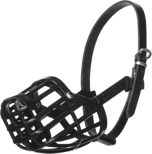 OmniPet Leather Brothers Italian Basket Dog Muzzle, Adjustable Secure Fit, Comfortable Design, Training and Safety, Averts Biting, Prevents Chewing and Scavenging, Perfect for Grooming - Black, Size 1