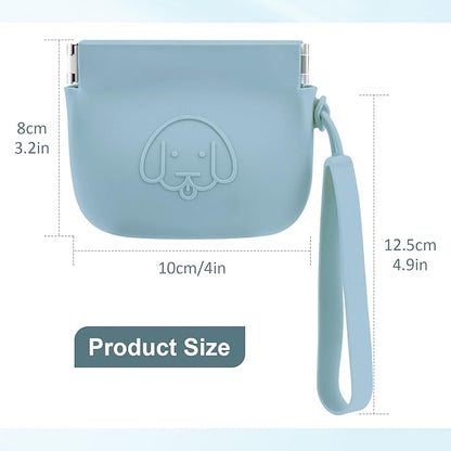 WALLFID Silicone Dog Treat Pouch Small Bag,Auto Closure,with Pet Training Clicker,Walking Bag for Dog and Cat,Pocket Size,Easy to Clean,Odorless (sky blue)