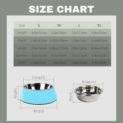 Personalized Stainless Steel Dog & Cat Food/Water Bowls – Custom Pet Name, Non-Slip, Easy Clean Feeding Dishes with Separate Plates(Blue)