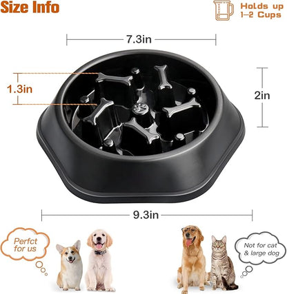 UPSKY Slow Feeder Dog Puzzle Bowl, Interactive Bloat Stop Non-Slide Lick Treat Bowl for Small Medium Dogs (Black)