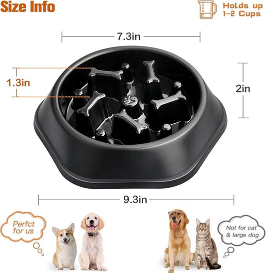 UPSKY Slow Feeder Dog Puzzle Bowl, Interactive Bloat Stop Non-Slide Lick Treat Bowl for Small Medium Dogs (Black)