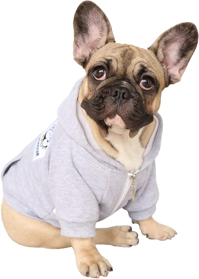 iChoue French Bulldog Frenchie Clothes Hoodies for Dogs Pug English Boston Terrier Bully Pitbull Corgi Sweatshirt Sweater Clothing - Grey/XLarge