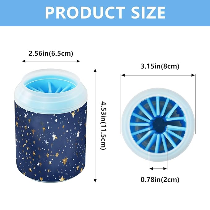 Dog Paw Cleaner Cups for Dogs Pets Foot Washer Paw Scrubber for Medium Small Dogs Cats Cleaning Cup Dreamy Starry Sky