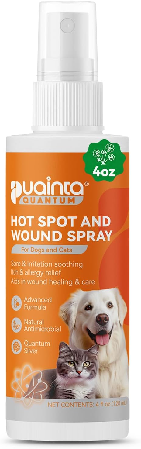 Hot Spot Spray for Dogs, Upgraded Quantum Silver Skin Spray for Dogs, Itch Relief and Hot Spot Treatment for Dogs, Supports Skin Infections and Irritations for All Animals, 4oz