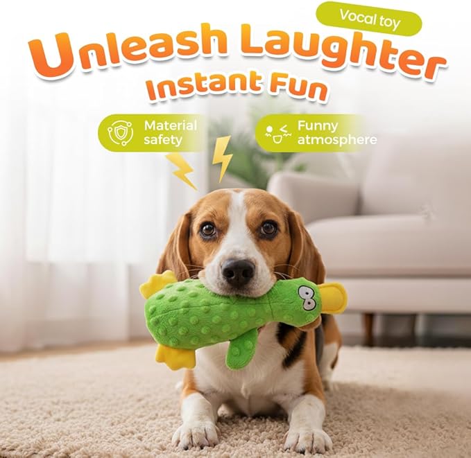 Duck Dog Toy, 2026 New Cute Yellow Stuffed Calming Duck Dog Toys with Soft Squeaker, Interactive Dog Toys for Aggressive Chewers (Green+Purple)