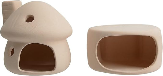 ZYHW Aquarium Decor Ceramic Mushroom House with Cave Set Ornament Fish Tank Landscape Decoration for Small Shrimp for Goldfishes to Rest (Yellow)