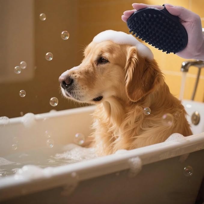 Dog brush Dog Grooming Kit 3PS： self-cleaning slicker brush dog Deshedding Tool&TPR Dog Bath Brush for dogs cats horse Home Travel (white)