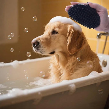 Dog brush Dog Grooming Kit 3PS： self-cleaning slicker brush dog Deshedding Tool&TPR Dog Bath Brush for dogs cats horse Home Travel (white)
